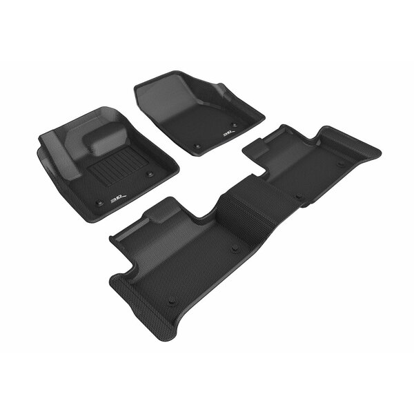3D Mats Usa Custom Fit, Raised Edge, Black, Thermoplastic Rubber Of Carbon Fiber Texture, 3 Piece L1LR02701509